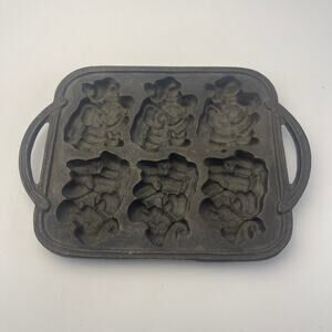 Cast Iron Vintage Christmas Santa Cookie Candy Mold Baking Pan